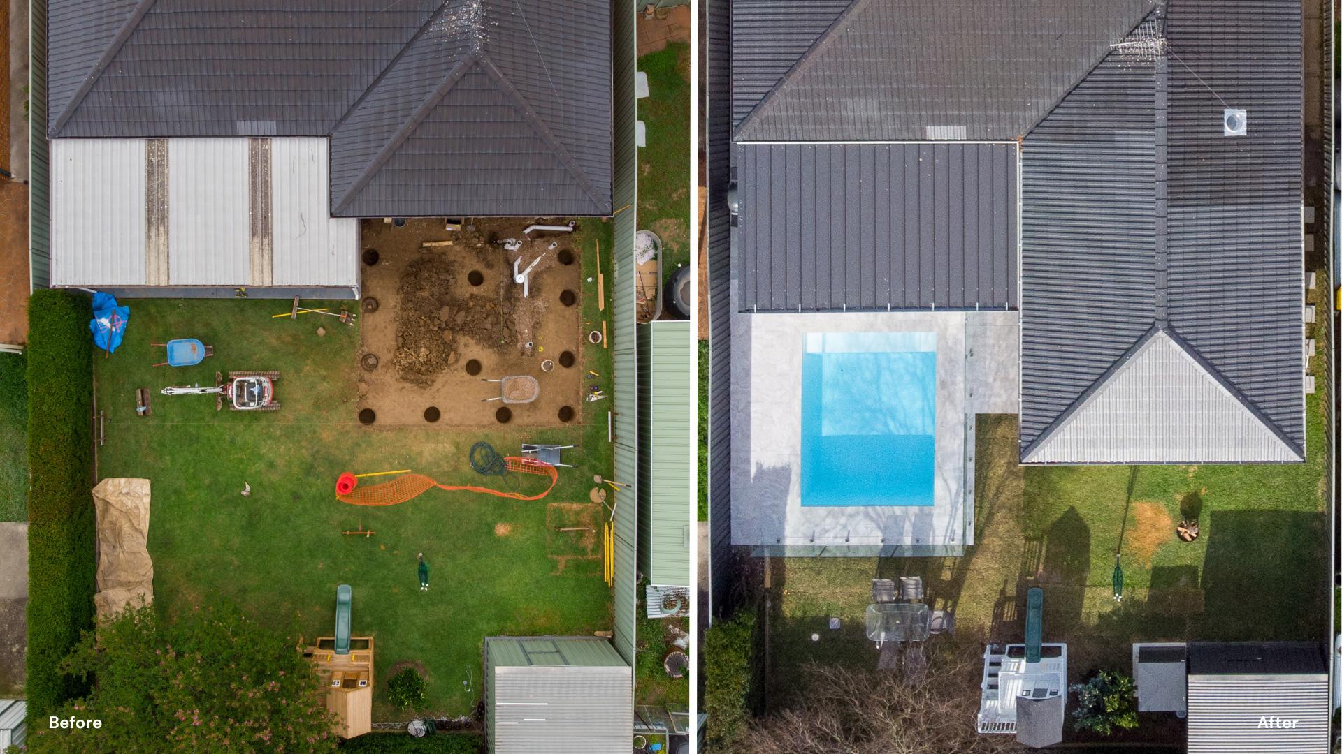 Before and after images showcasing the transformation of a home in Sydney with a spacious ground floor extension, highlighting enhanced living space and outdoor integration.